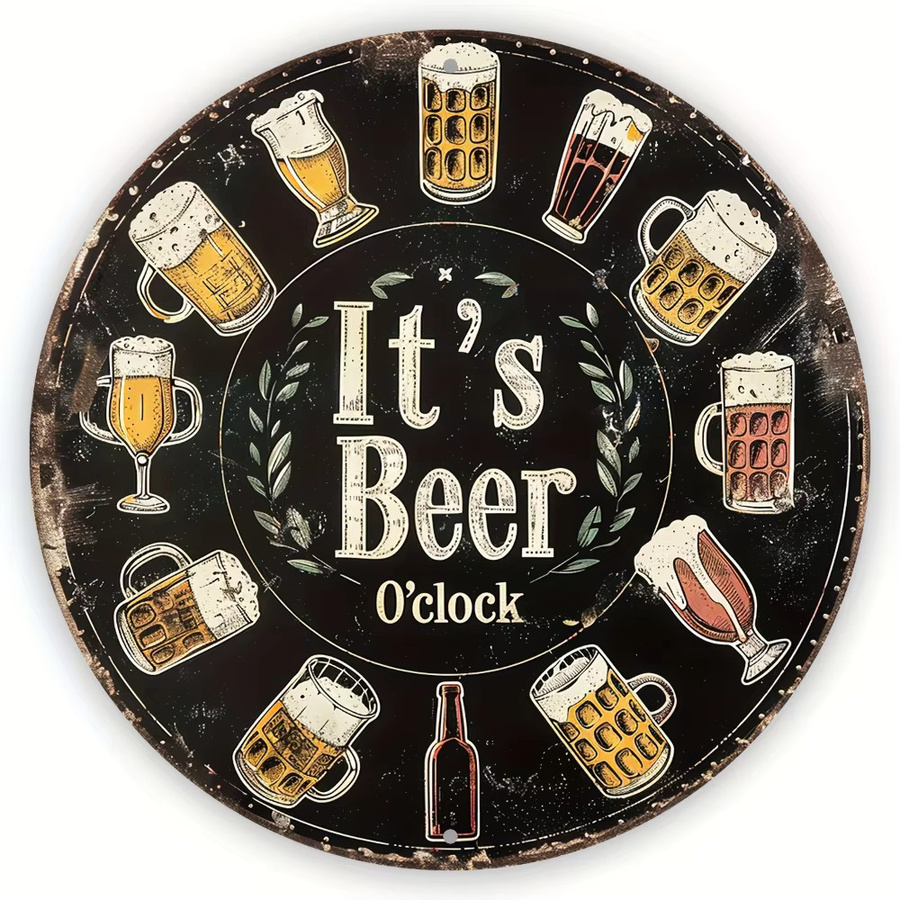 Rundes Aluminiumschild Potdemiel It's Beer Time im Vintage-Design Durchmesser: 20,32 cm - Bild 4