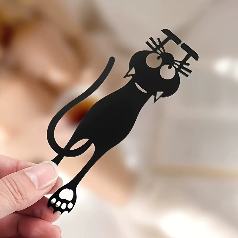 Kawaii 3D-Lesezeichen Set mit schwarzer Katze aus Kunststoff für Schüler und Lehrer - Bild 2