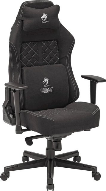 Mömax Gamingstuhl Dragon in Schwarz/Weiß mit Stoffbezug und Kopfstütze - Bild 1