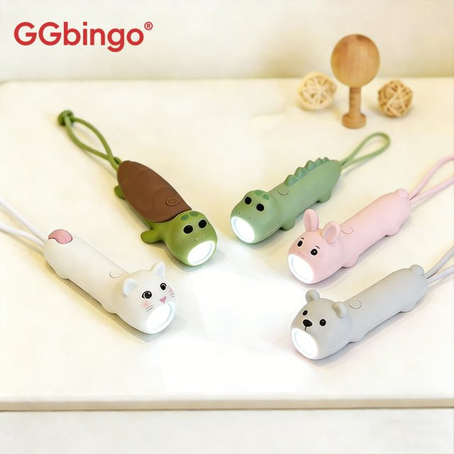 Tragbare LED-Nachtlicht Taschenlampe aus Silikon für Kinder, USB-aufladbar, warmweiß, mehrfarbig verfügbar - Bild 1