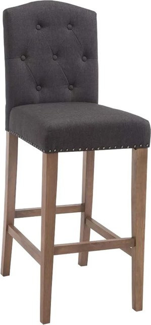 DELUKE Barhocker LIKEL Barstuhl mit Lehne aus Stoff in Dunkelgrau und Braun, B/T/H: 42 x 57 x 113 cm - Bild 1