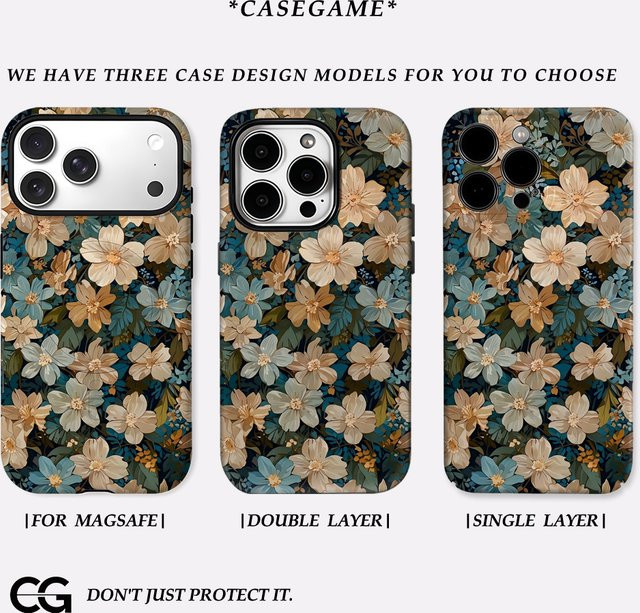 Potdemiel Handyhülle Midnight Bloom Garden für iPhone 17 16 15 14 13 Pro Max Plus mit doppelschichtiger Rückseite, Multicolour - Bild 1