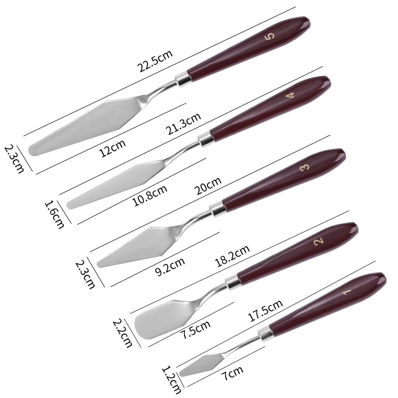 FAIS DU 5er Set Kuchencreme-Spachtel aus Edelstahl in Silber und Braun zum Dekorieren und Backen - Bild 2