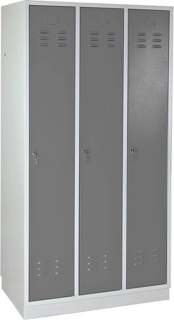 PROREGAL Garderobenschrank Ermine mit 3 Türen in Lichtgrau, H x B x T: 177,5 x 89 x 50 cm - Bild 1