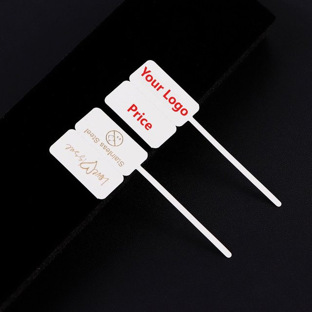 GGWP Selbstklebende Schmucketiketten mit individuellem Logo, weiß, quadratisch, bedrucktes Preisschild für Halsketten, Armbänder und Ringe - Bild 1