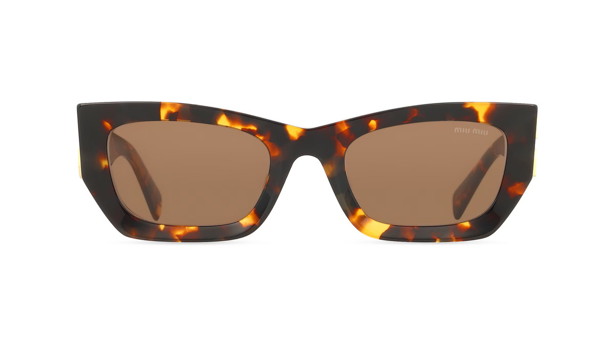 Miu Miu MU09WS Sonnenbrille Vollrand, Eckig, Acetat, Damen, gelb, braun - Bild 1