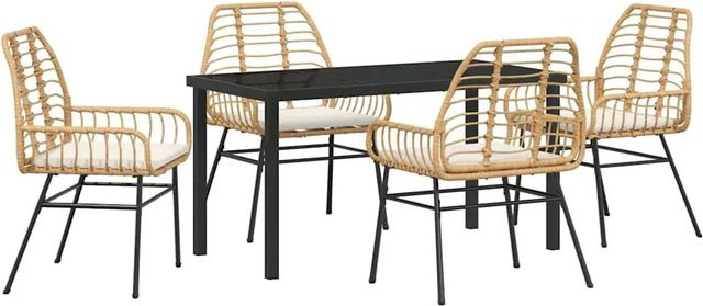 vidaXL Garten Essgruppe 5-teilig aus Poly-Rattan in Braun mit Glastisch - Bild 1