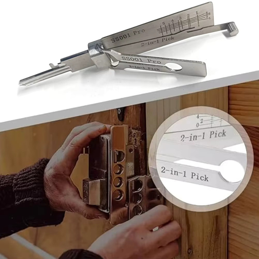 MOJOYCE SS001 Pro Metall Schlüssel Decoder Werkzeug Set mit Präzisionshaken und Pick für Reparatur und Wartung in Silber - Bild 3