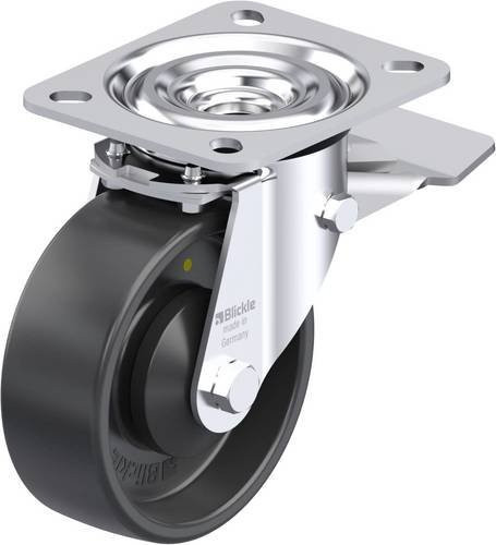 Blickle Stahlblech-Lenkrolle 953173 L-PP 100KA-ST-EL in Schwarz und Grau mit 100 mm Rad-Durchmesser und 160 kg Tragfähigkeit - Bild 1