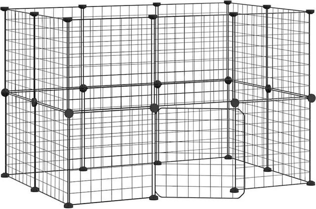 vidaXL Haustierkäfig aus pulverbeschichtetem Stahl in Schwarz, 20-teiliges Set, Modell 7, Breite: 35 cm - Bild 1