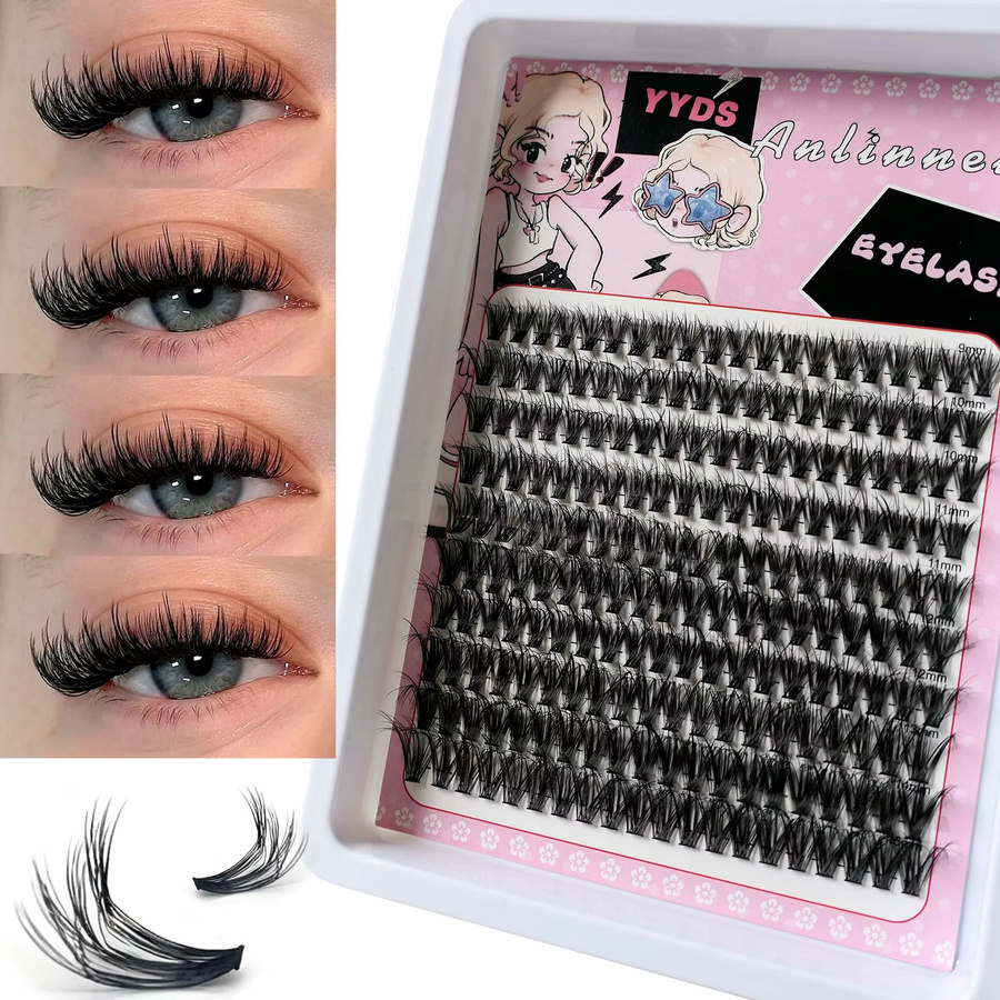 Anlinnet Falsche Wimpern, 10 Reihen, C-Rolle, Schwarz, Damen - Bild 5