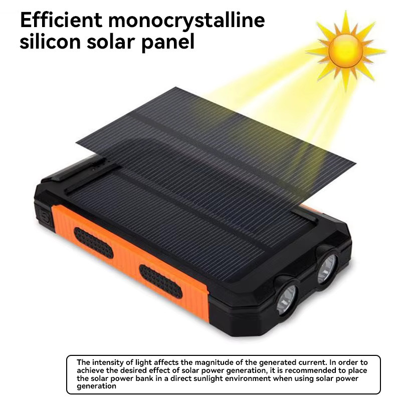 Solar Power Bank 80000 mAh Tragbare Externe Batterie mit starkem LED Licht für Smartphones in Blau oder Schwarz - Bild 3