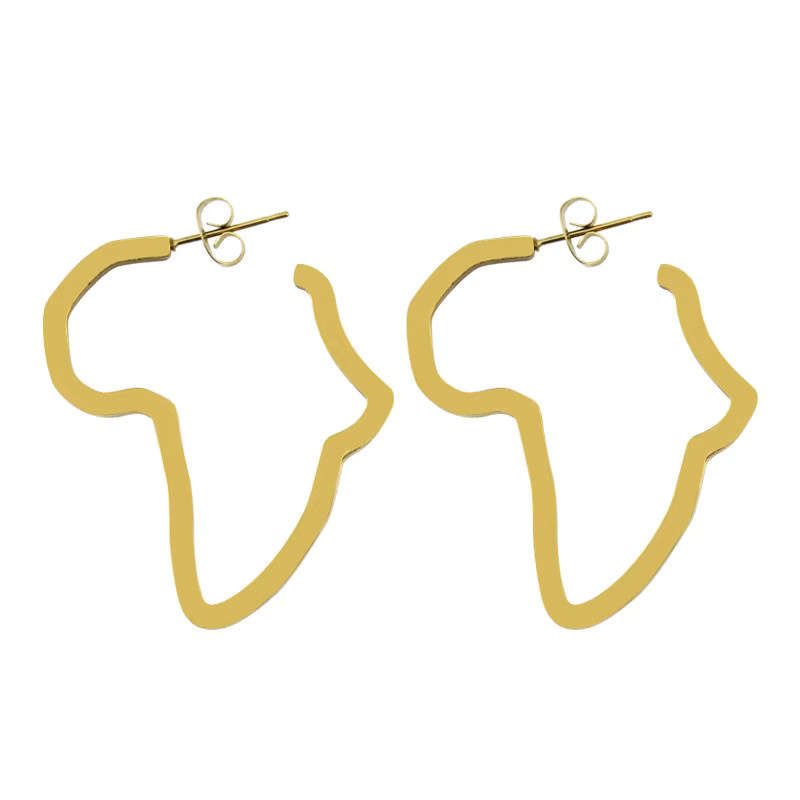 YUMEI Ohrstecker Afrika-Karte, Edelstahl, Gold, Unisex - Bild 2