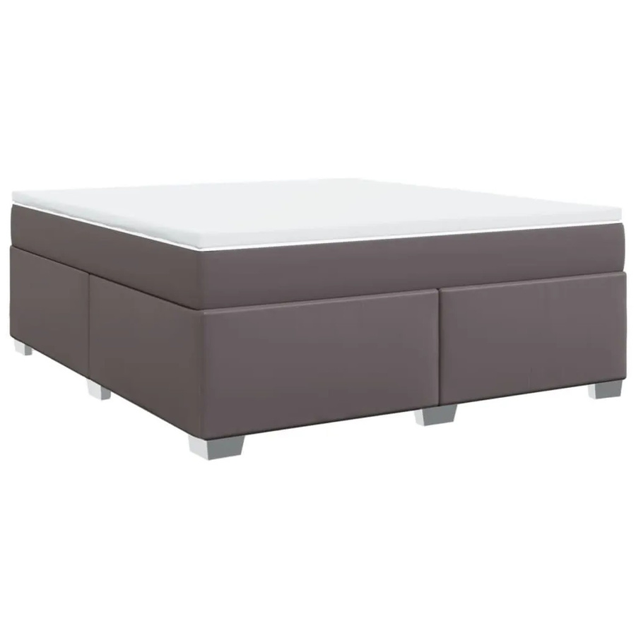 vidaXL Boxspringbett mit Matratze in Grau aus Kunstleder, Hybrid-Modell mit Taschenfederkern, B/T: 180 x 200 cm - Bild 2
