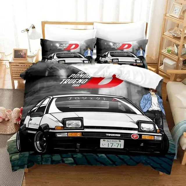 Initial D Ae86 Bettwäsche-Set mit Bettbezug und Kissenbezug, Mehrfarbig, B/H: 135 x 200 cm - Bild 1