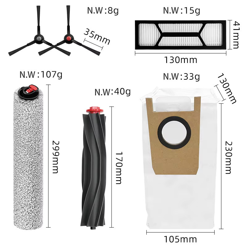 OSSIEAO Ersatzteil-Set für Eufy Omni S1 Pro Roboterstaubsauger mit Rollen-Seitenbürsten, HEPA-Filtern, Wischmopps und Staubbeuteln - Bild 2