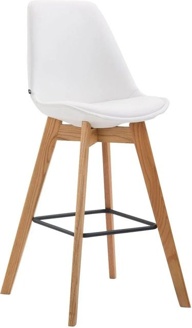 DELUKE Barhocker GIKAR Barstuhl aus Kunstleder in Weiß mit Lehne B/T/H: 48 x 56 x 112 cm - Bild 1