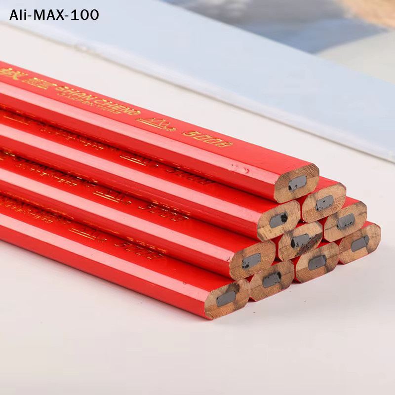 MA3 12er Set elliptische Holzbearbeitungsstifte mit Skala, flache Markierungsstifte in Schwarz und Rot, DIY-Zubehör für Handwerk und Holzbearbeitung - Bild 5