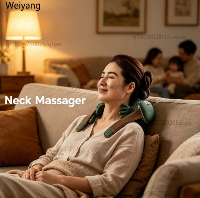 NUOYING Elektrisches Heiz-Knetmassagegerät für Nacken und Schultern in Grün zur Schmerzlinderung und Entspannung - Bild 1