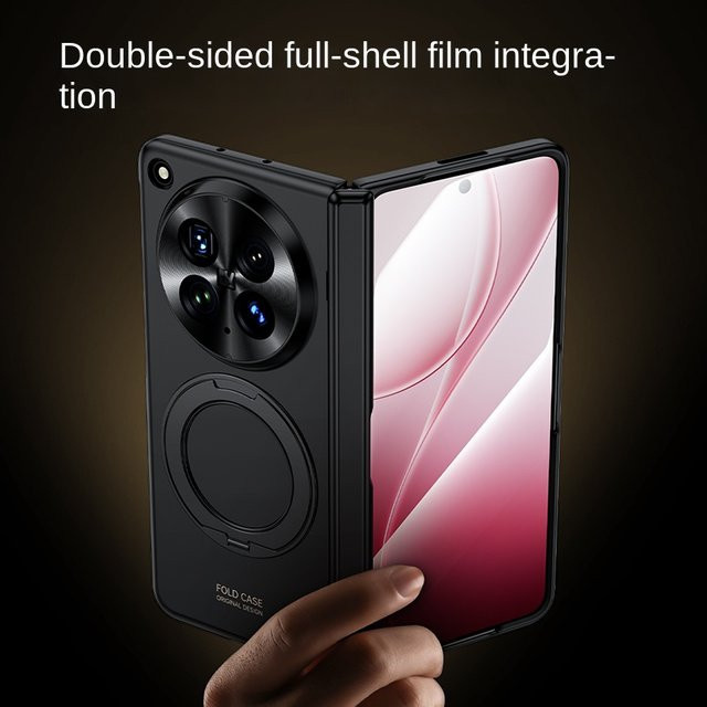 Handyhülle für Huawei Honor Magic V6 mit integriertem Ständer und HD-Folie, Ölsprühverfahren, Schwarz oder Rot - Bild 1