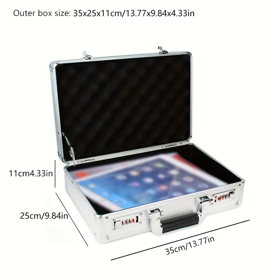 HILEBACK Tragbarer Aufbewahrungskoffer aus Aluminiumlegierung in Weiß mit Schwamm für Sicherheitsausrüstung und Präzisionsinstrumente, B/T/H: 35,0 x 25,0 x 11,0 cm - Bild 2