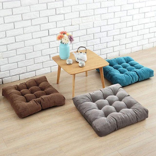 Inyahome Bodensitzkissen aus Cord in Pink, quadratisches Tatami-Lesekissen und Stuhlpolster - Bild 1