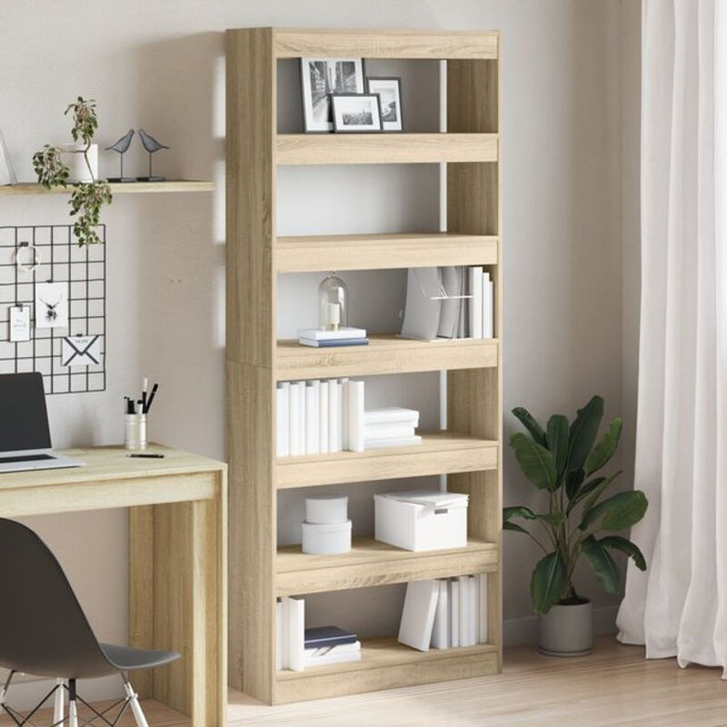 Bücherregal vidaxl in Sonoma Eiche, modern, B/T/H: 80 x 30 x 198 cm - Bild 1
