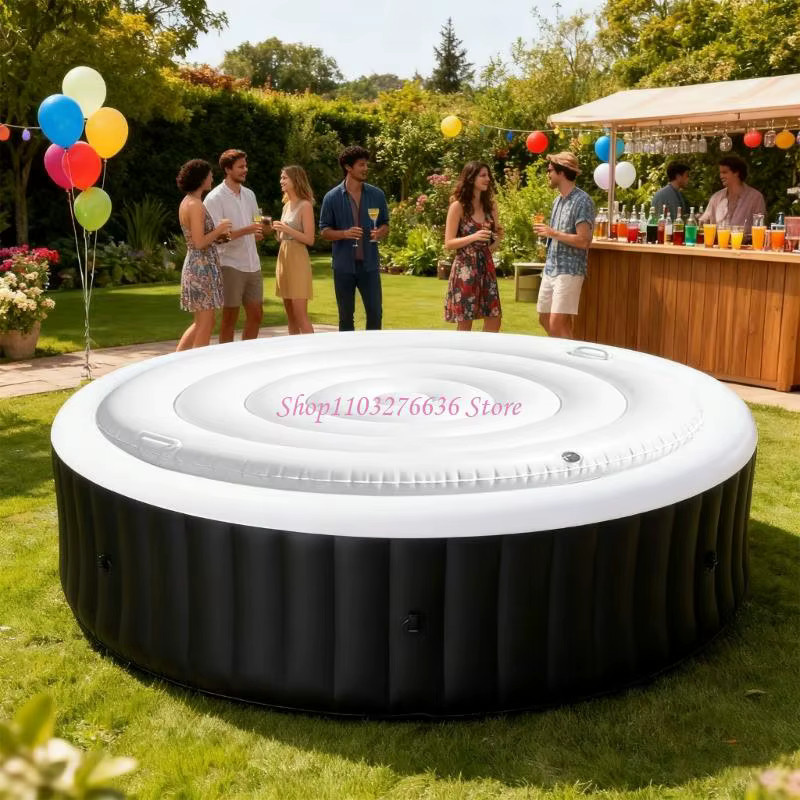 Thermische runde Poolabdeckung mit verstärkter aufblasbarer Struktur für Outdoor-Spa und Whirlpool, Durchmesser: 145 cm - Bild 3