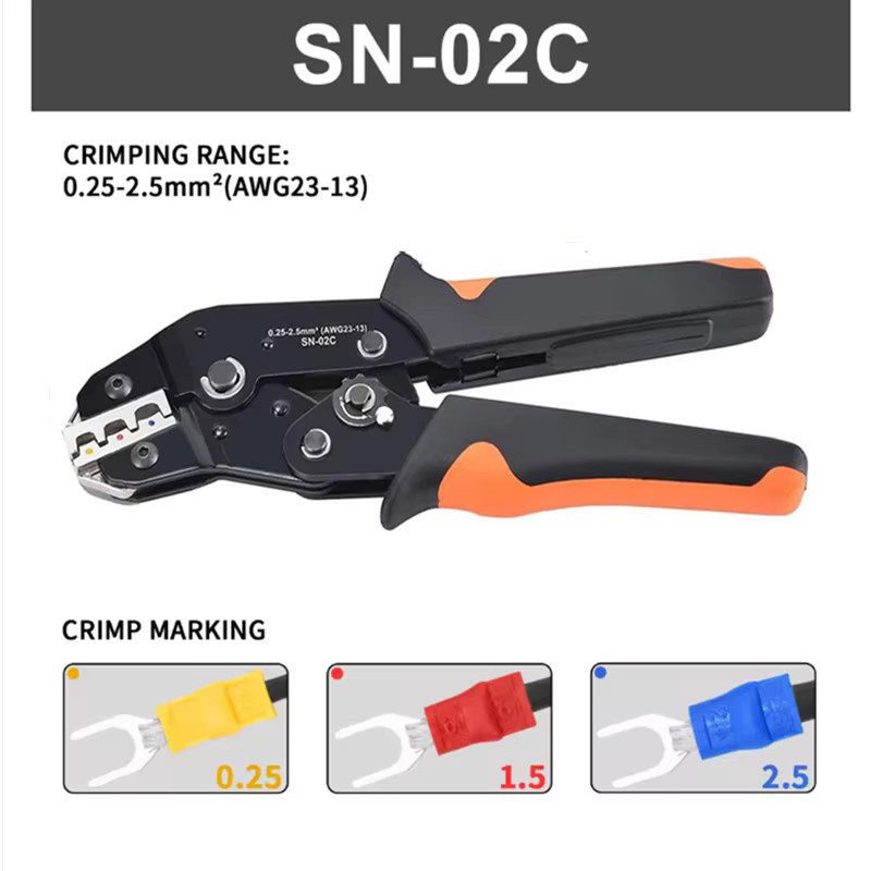 SN-02C Kabelschuhe Set mit Crimpzange für AWG 23-13, 280-teiliges Sortiment mit isolierten Steckverbindern, Ringkabelschuhen und Flachsteckern - Bild 2