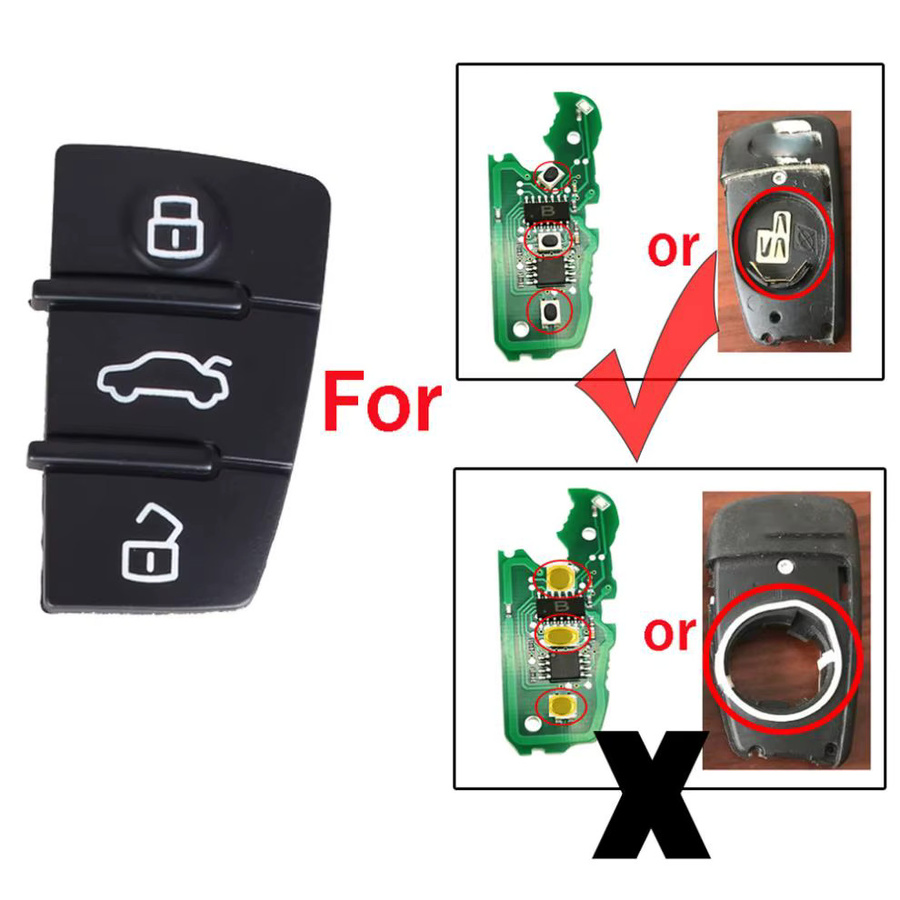 DRISENTRI Autoschlüsseletui Ersatz Shell Fob mit 3 Tasten Klappfernbedienung in Schwarz passend für Audi A2 A3 A4 A6 A6L A8 S5 Q7 TT - Bild 4