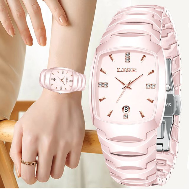 LIGE Armbanduhr Quarz, Keramik, Weiß, Damen - Bild 1
