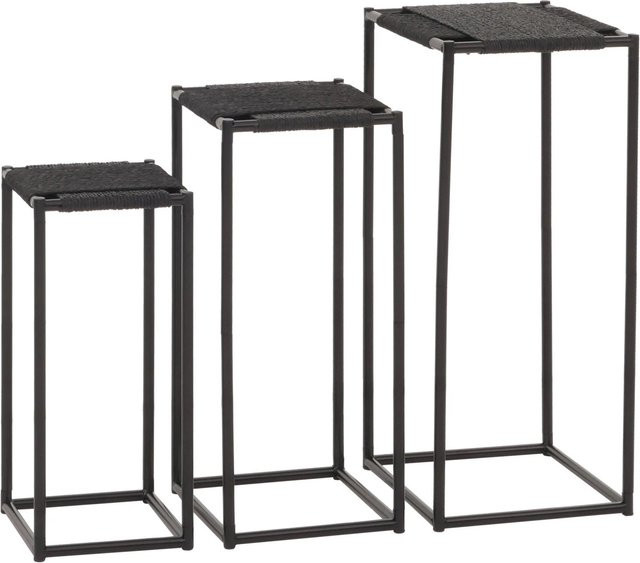 3er-Set MCW Blumentisch N70 stapelbar aus Metall und Papierseil in Anthrazit - Bild 1