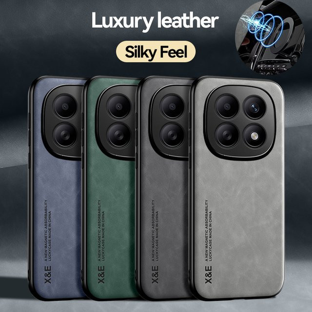 Xiaomi Luxuriöse Schafsleder-Handyhülle für Redmi Note 15 14 Pro Plus und Redmi Note 15 14 Pro 5G 4G in Grau mit Magnetischer Haftung - Bild 1