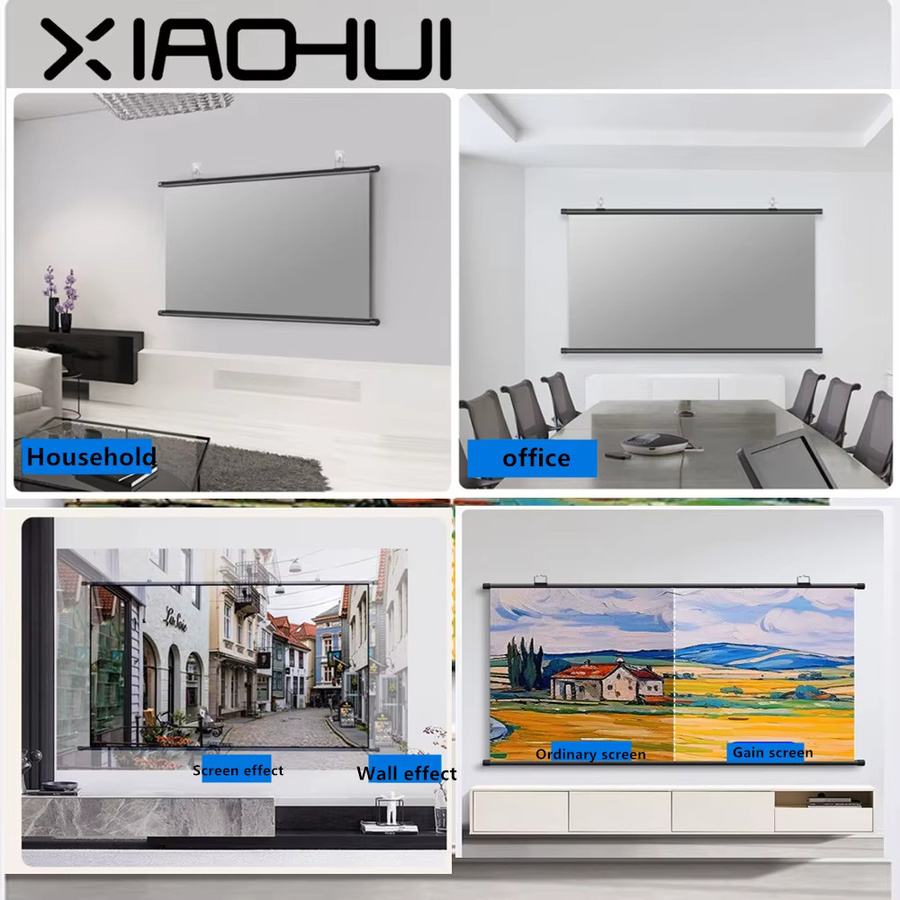 XIAOHUI 100-Zoll Projektionsleinwand 16:9 Anti-Licht Leinwand zur Wandmontage - Bild 2