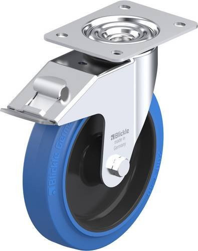 Blickle Lenkrolle LE-POEV 200R-FI-SB mit Feststeller in Schwarz-Blau, Rad-Durchmesser: 20 cm, Tragfähigkeit: 300 kg - Bild 1