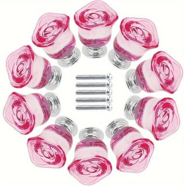 6er Set SZ-Damai Kristall-Schubladenknöpfe in Rosa, Vintage Glasgriffe für Schränke und Kommoden inklusive Befestigungsschrauben - Bild 1