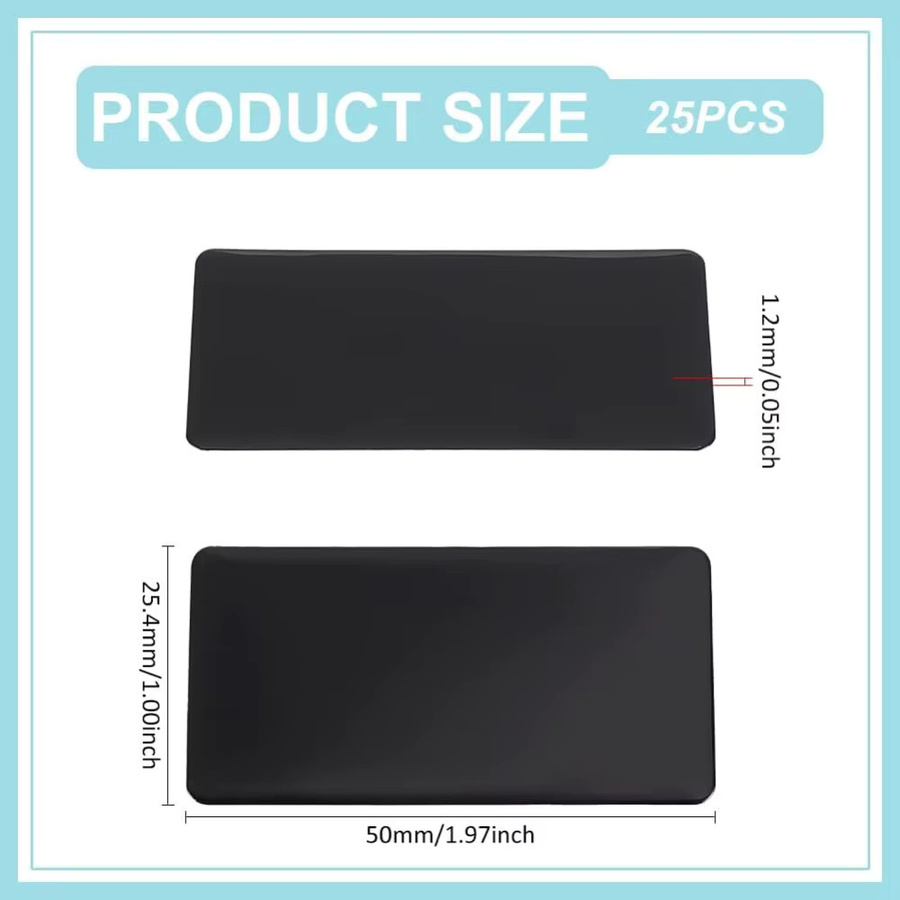 25 Stück Aluminium-Lasergravur-Metallplatten in Schwarz, rechteckige Namensschilder mit selbstklebender Rückseite, personalisierbar, B: 5,0 cm - Bild 2