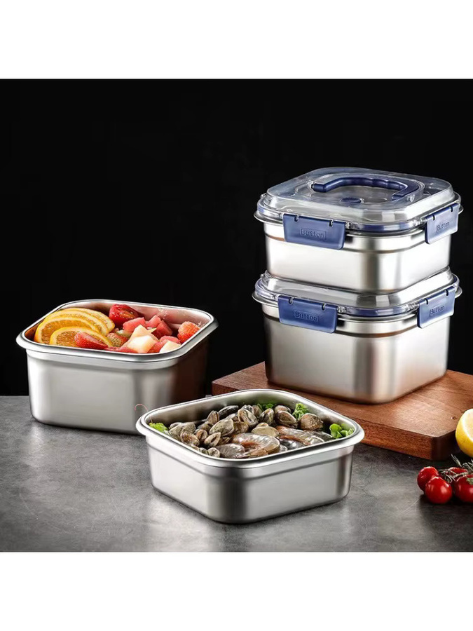 YUAYO Edelstahl Lunchbox Silber, luftdichte und auslaufsichere Bento-Box für Camping und Kühlschrank - Bild 5