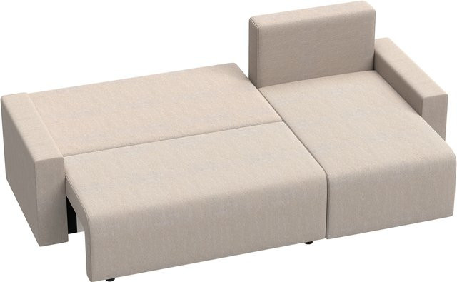 HOMCOM Ecksofa in L-Form mit Schlaffunktion und umkehrbarer Chaiselongue, 3-Sitzer Schlafsofa mit Mikrofaser-Veloursbezug, Beige - Bild 1