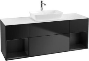 V&B Waschtischunterschrank Finion mit Wandbeleuchtung in Blau lackiert, Breite: 160 cm - Bild 1