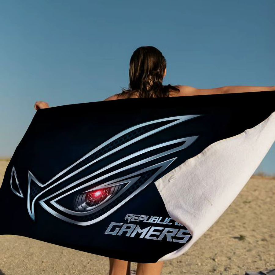 Asus ROG Anime Strand-Schwimmhandtuch aus Baumwolle, Schwarz, für Kinder und Sport - Bild 5