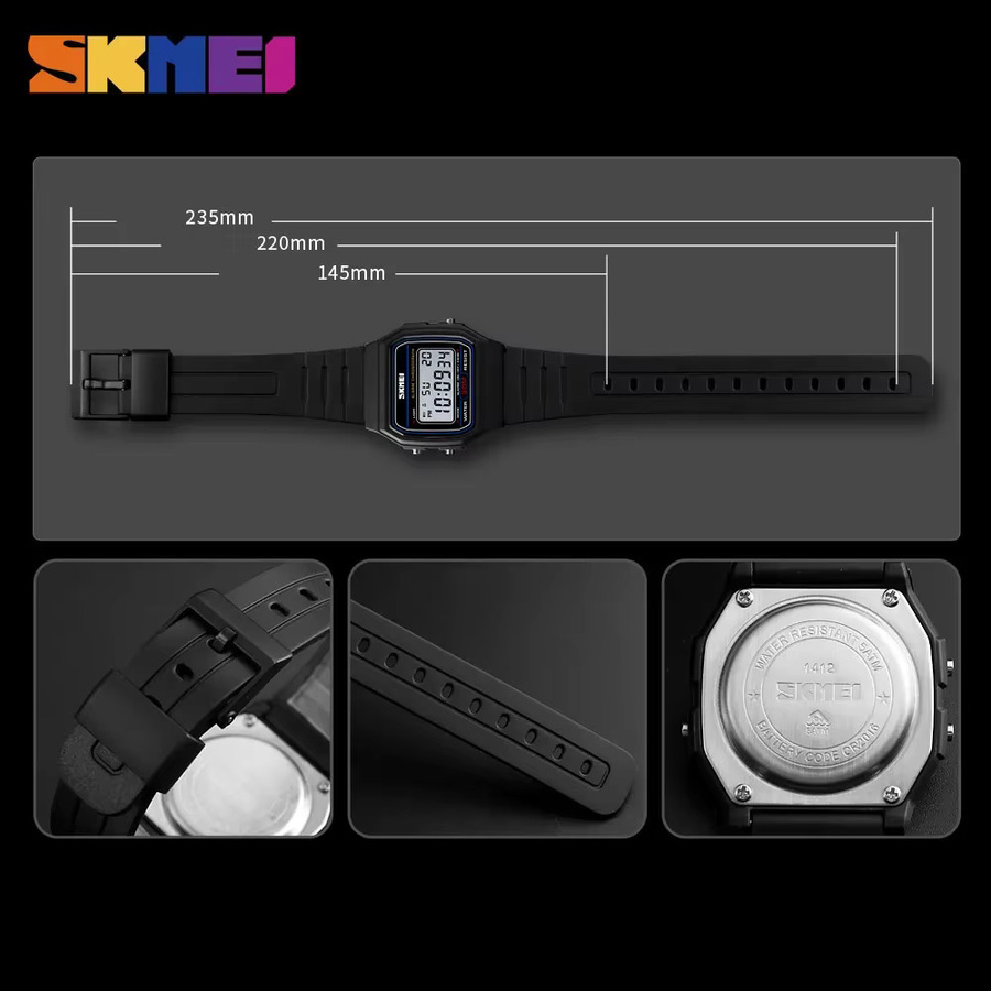 Skmei Digitaluhr, Kunststoff, Schwarz, Damen - Bild 4