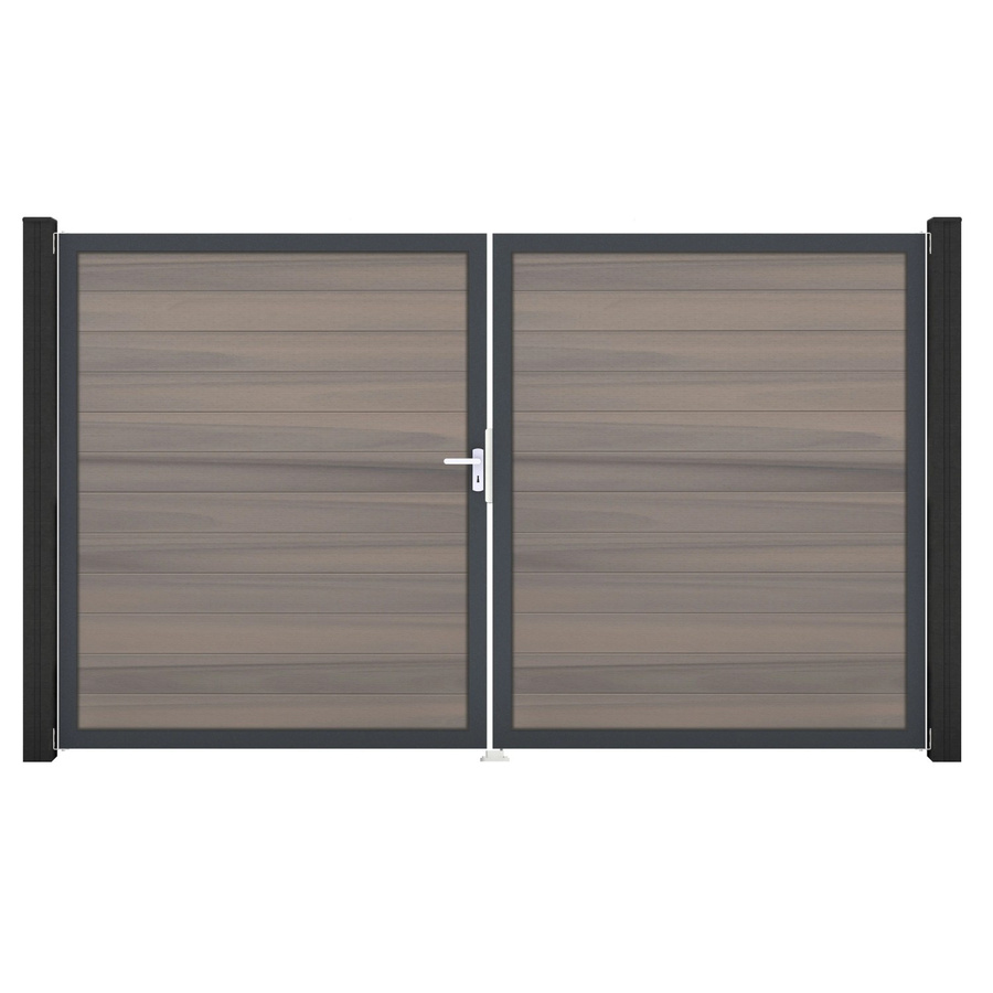 GroJa Steckzaun Tor DIN Links DB Bi-Color 2-flügelig in Sand/Multicolor aus Aluminium und BPC - Bild 2