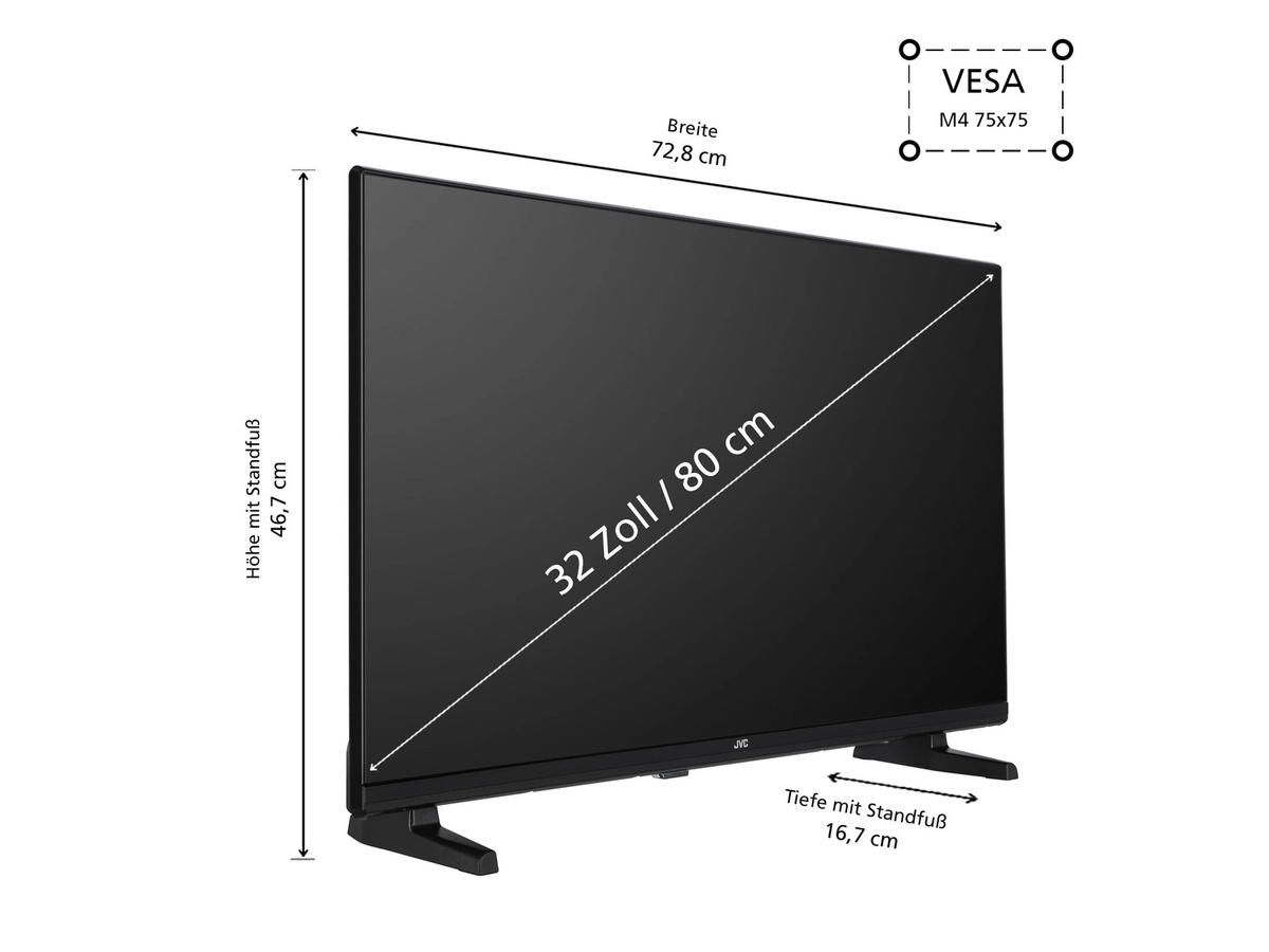 JVC Android Smart TV LT-32VAH3355 HD-Ready LED-Fernseher mit HDR und Triple-Tuner in Schwarz - Bild 2