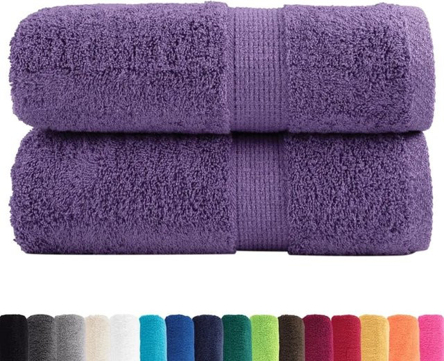 vidaXL Premium Waschhandtücher SOLUND aus Baumwolle, 2 Stück, Lila, B/H: 30 x 30 cm, 600 g/m² - Bild 1