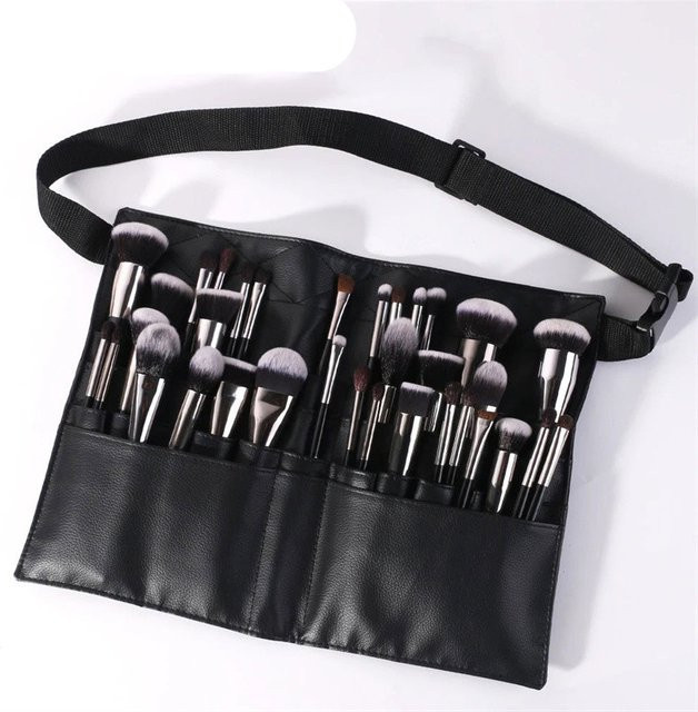 Schwarze Make-up-Pinseltasche aus PU-Leder, glänzend - Bild 1