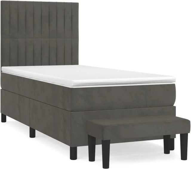 vidaXL Boxspringbett mit Matratze Hybrid-Design aus Samt in Dunkelgrau B/T/H: 80 x 200 x 118 cm - Bild 1
