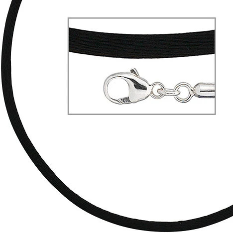 Colfem Halskette Seide, schwarz, 42 cm, 925 Silber, Unisex - Bild 1