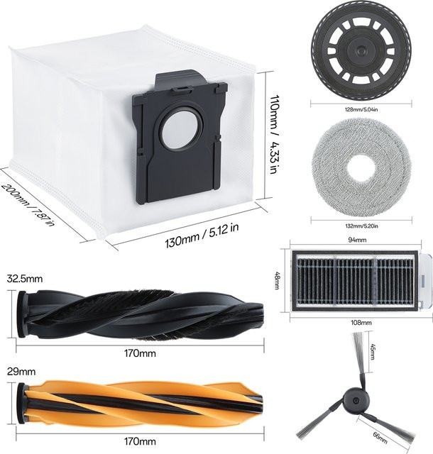 Dreame Ersatzteil-Set für X50 Ultra, L50 Pro Ultra, L40s Pro Ultra und Mova V50 mit Seitenbürsten, HEPA-Filter, Mopptüchern und Staubbeuteln - Bild 1