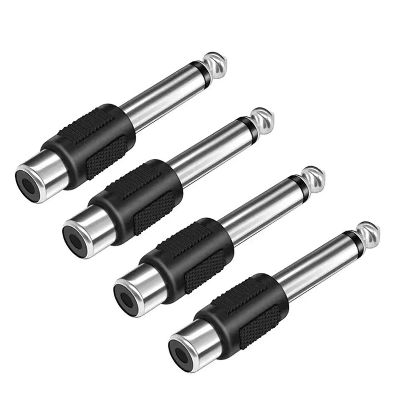 Audio Adapter Set mit Cinch-Buchse auf 6,35 mm 1/4 Zoll Mono Stecker in Silber - Bild 2